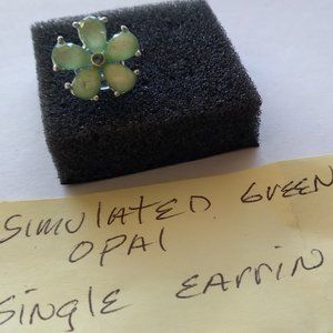 Simulated opal and silver earring pair floral design womens